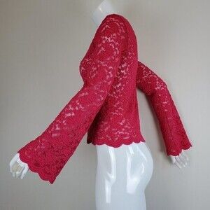 Vintage Y2K Forenza Pink Lace Bell-Sleeved Top